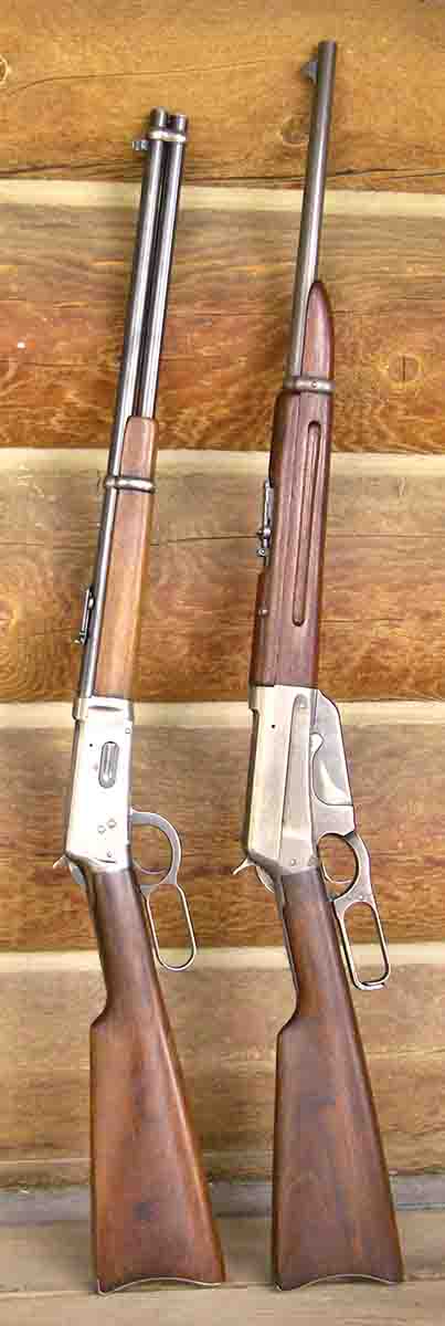 The Model 1895 Carbine (right) was only slightly longer than the popular Model 1894 Carbine (left), but it offered notably greater power.